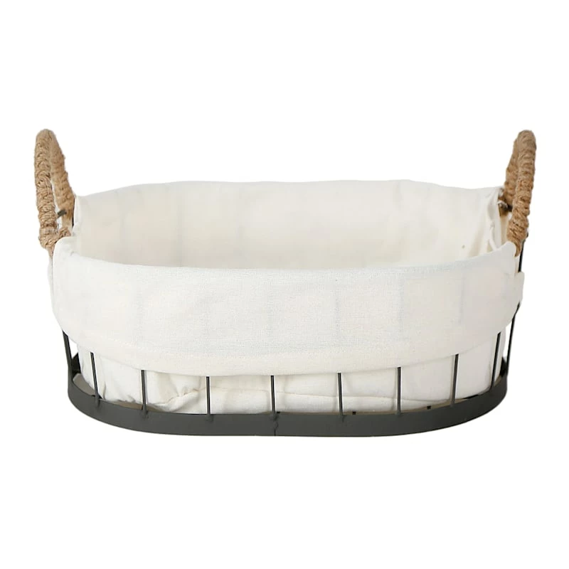 Lined Oval Storage Basket, Small 4 Lined Oval Storage Basket, Small - Image 2