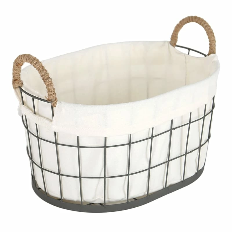 Lined Oval Wire Storage Basket, Extra Large 4 Lined Oval Wire Storage Basket, Extra Large - Image 2