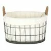Lined Oval Wire Storage Basket, Extra Large -Storage supplies shop lined oval wire storage basket extra large
