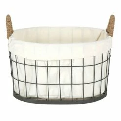 Lined Oval Wire Storage Basket, Extra Large