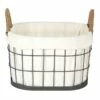 Lined Oval Wire Storage Basket, Large -Storage supplies shop lined oval wire storage basket large