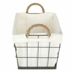Lined Rectangle Wire Storage Basket, Large -Storage supplies shop lined rectangle wire storage basket large 2