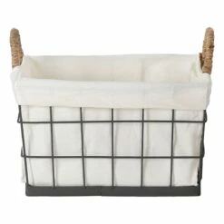 Lined Rectangle Wire Storage Basket, Medium