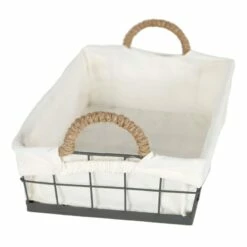 Lined Rectangle Wire Storage Basket, Small -Storage supplies shop lined rectangle wire storage basket small 2