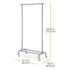 Metal Garment Rack, Gunmetal 9 Metal Garment Rack, Gunmetal -Storage supplies shop metal garment rack gunmetal 3