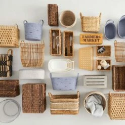 Mylie Grey Print Round Storage Bin, Large 7 Mylie Grey Print Round Storage Bin, Large -Storage supplies shop mylie grey print round storage bin large 2