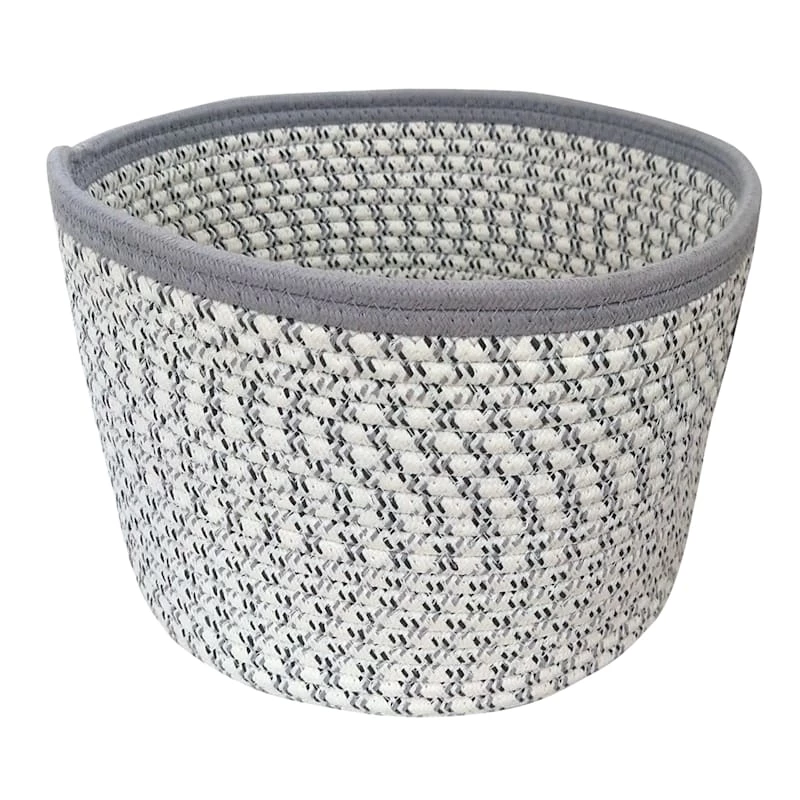 Mylie Grey Print Round Storage Bin, Large 3 Mylie Grey Print Round Storage Bin, Large