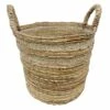 Natural Banana Leaf Round Basket, Medium