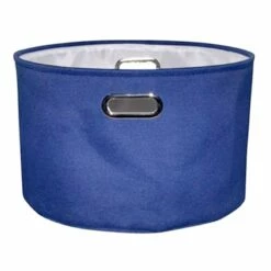 Navy Round Fabric Storage Basket, Large