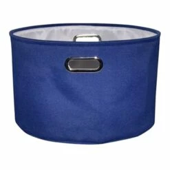 Navy Round Fabric Storage Basket, Large