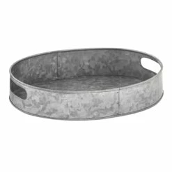 Oval Galvanized Metal Tray, 15x12