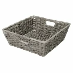 Pe Faux Rattan Shelf Tote Grey