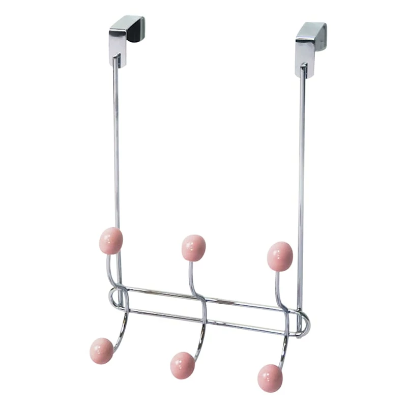 Pink Wire & Jasmine Chrome Over The Door Hanger 3 Pink Wire & Jasmine Chrome Over The Door Hanger