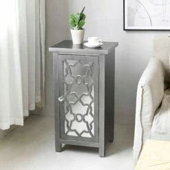 Providence 1-Door Mirrored Silver Cabinet -Storage supplies shop providence 1 door mirrored silver cabinet 5