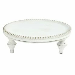 Providence White Wood Beaded Plant Stand, Small