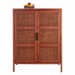 Rattan 2-Door Wooden Cabinet, 47" -Storage supplies shop rattan 2 door wooden cabinet 47 2