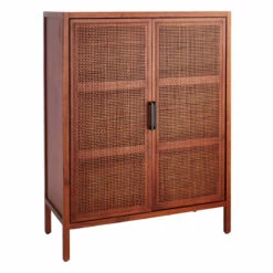 Rattan 2-Door Wooden Cabinet, 47"