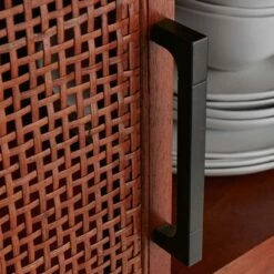 Rattan 2-Door Wooden Cabinet, 47" -Storage supplies shop rattan 2 door wooden cabinet 47 3