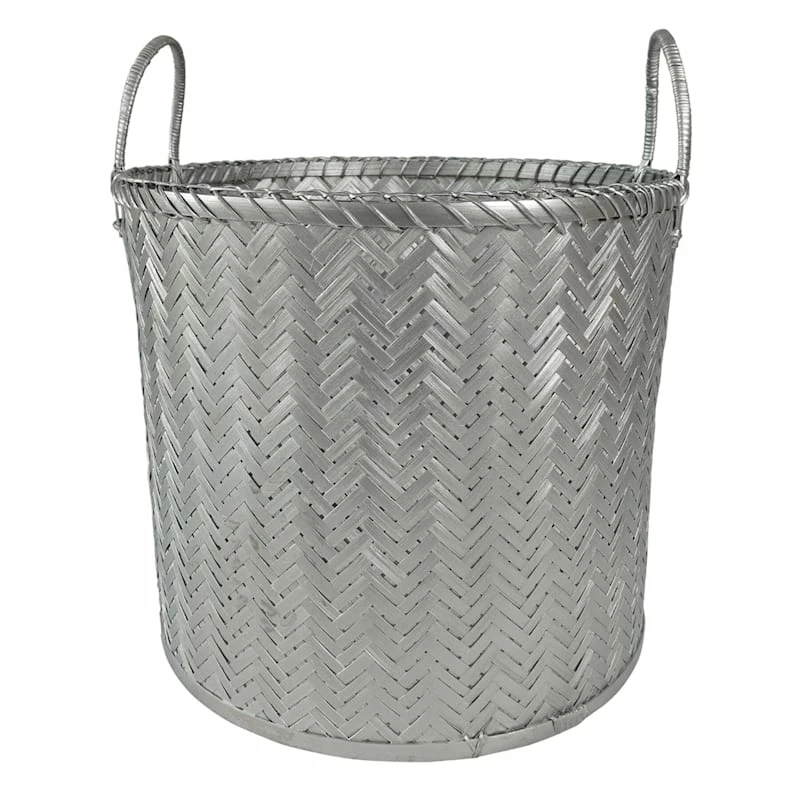 Round Bamboo Silver Basket Size M 3 Round Bamboo Silver Basket Size M