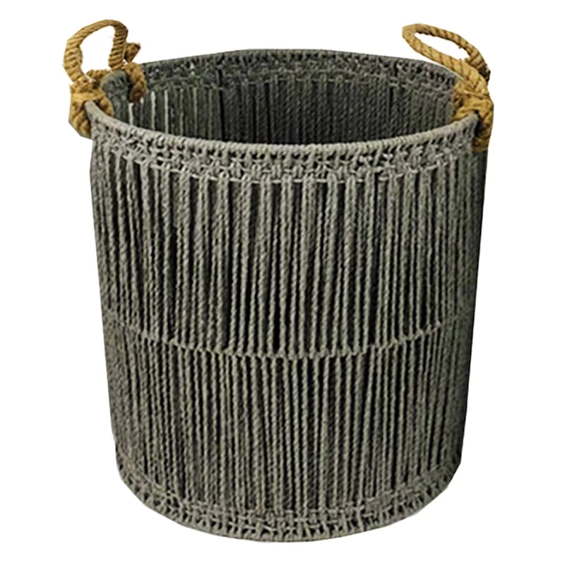 Round Dark Grey Paper String Basket, Medium 3 Round Dark Grey Paper String Basket, Medium