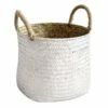 Round Metallic Seagrass Basket Silver M 1 Round Metallic Seagrass Basket Silver M -Storage supplies shop round metallic seagrass basket silver m