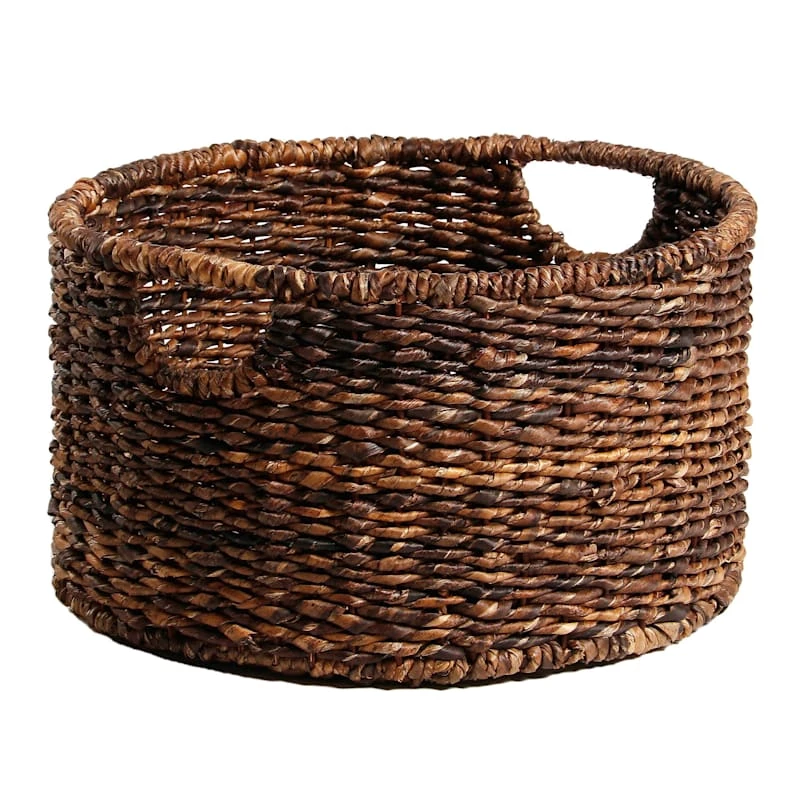 Round Woven Abaca Storage Basket, Small 3 Round Woven Abaca Storage Basket, Small