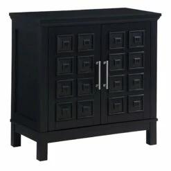 Sadie 2-Drawer Geometric Cabinet, Black