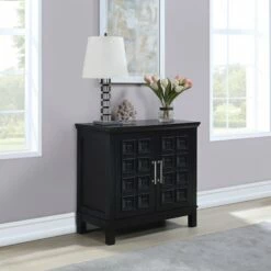 Sadie 2-Drawer Geometric Cabinet, Black -Storage supplies shop sadie 2 drawer geometric cabinet black 7