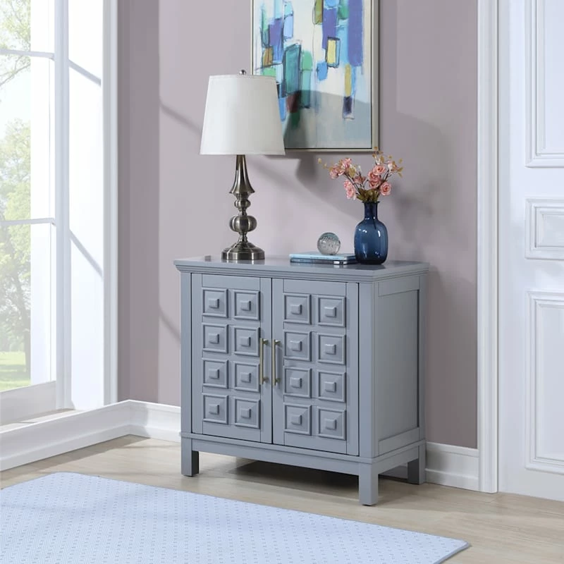 Sadie 2-Drawer Geometric Cabinet, Grey 10 Sadie 2-Drawer Geometric Cabinet, Grey - Image 8