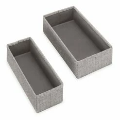 Set Of 4 Fabric Drawer Organizers, Black Herringbone -Storage supplies shop set of 4 fabric drawer organizers black herringbone 2