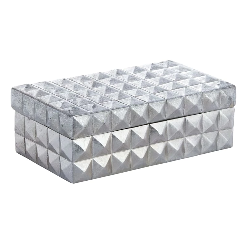 Silver Foil Spiked Decor Box, 7x3 3 Silver Foil Spiked Decor Box, 7x3