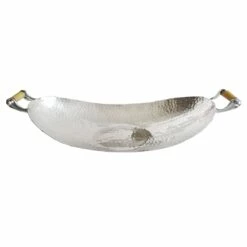 Silver Metal Boat Tray, 30x12