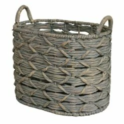 SM GREY WH OVAL BSKT