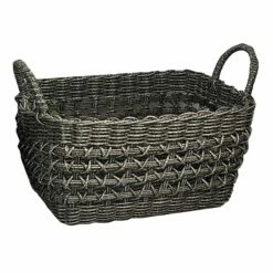 Small Grey Rectangle Pp Woven Basket