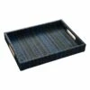 Tracey Boyd Black & Blue Striped Seagrass Woven Tray, 12x16