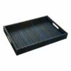 Tracey Boyd Black & Blue Striped Seagrass Woven Tray, 15x20