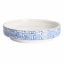 Tracey Boyd Blue Greek Key Ceramic Bowl, 12x3