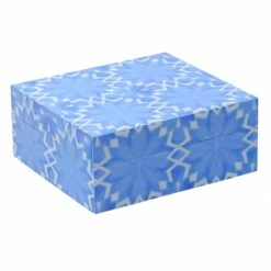 Tracey Boyd Blue Medallion Print Decorative Box, 6x5