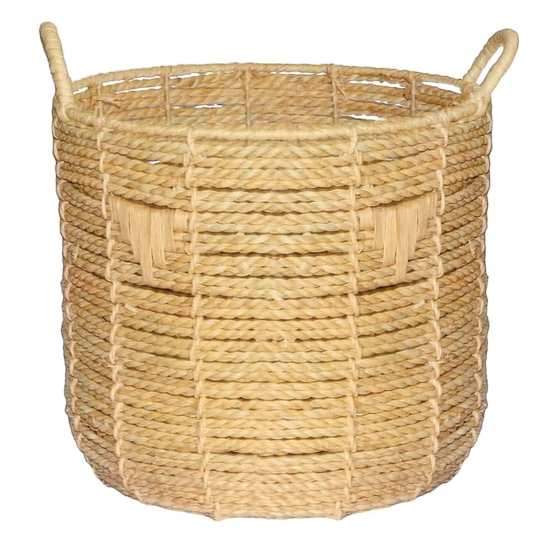 Tracey Boyd Braided Round Basket With Triangle Accents, Small 3 Tracey Boyd Braided Round Basket With Triangle Accents, Small