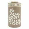 Tracey Boyd Brown Floral Ceramic Jar, 8" -Storage supplies shop tracey boyd brown floral ceramic jar 8