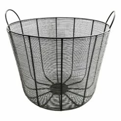 Tracey Boyd Charcoal Grey Round Metal Storage Basket, Large