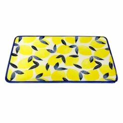 Tracey Boyd Lemon Print Decorative Ceramic Tray, 11x6