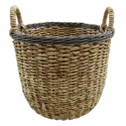 Tracey Boyd Natural Banana Leaf & Rattan Round Basket, Large
