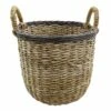 Tracey Boyd Natural Banana Leaf & Rattan Round Basket, Medium