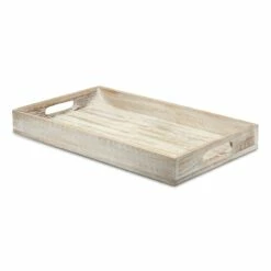 Tracey Boyd White Rustic Wooden Tray, Large