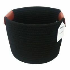 Trist Tall Black Round Storage Bin, Medium