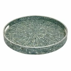 Ty Pennington Blue Capiz Mosaic Round Decorative Tray, 15"