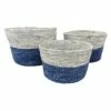 Ty Pennington Round Blue & White Maize Storage Basket, Medium -Storage supplies shop ty pennington round blue white maize storage basket medium