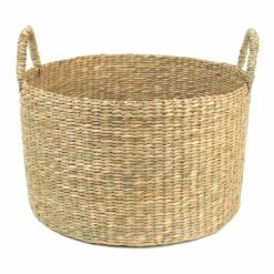 Ty Pennington Round Natural Wicker Basket With Handles, Small