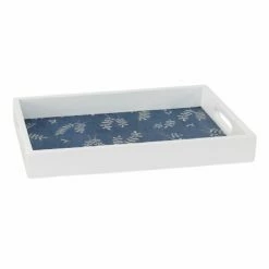 White & Blue Printed Tray, 15x9